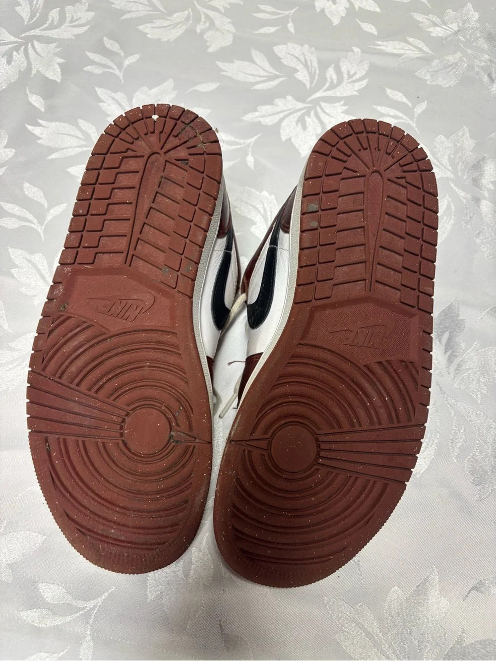 Jordan Low-Top Sneakers - White & Brown with Black Swoosh, used, men size 8